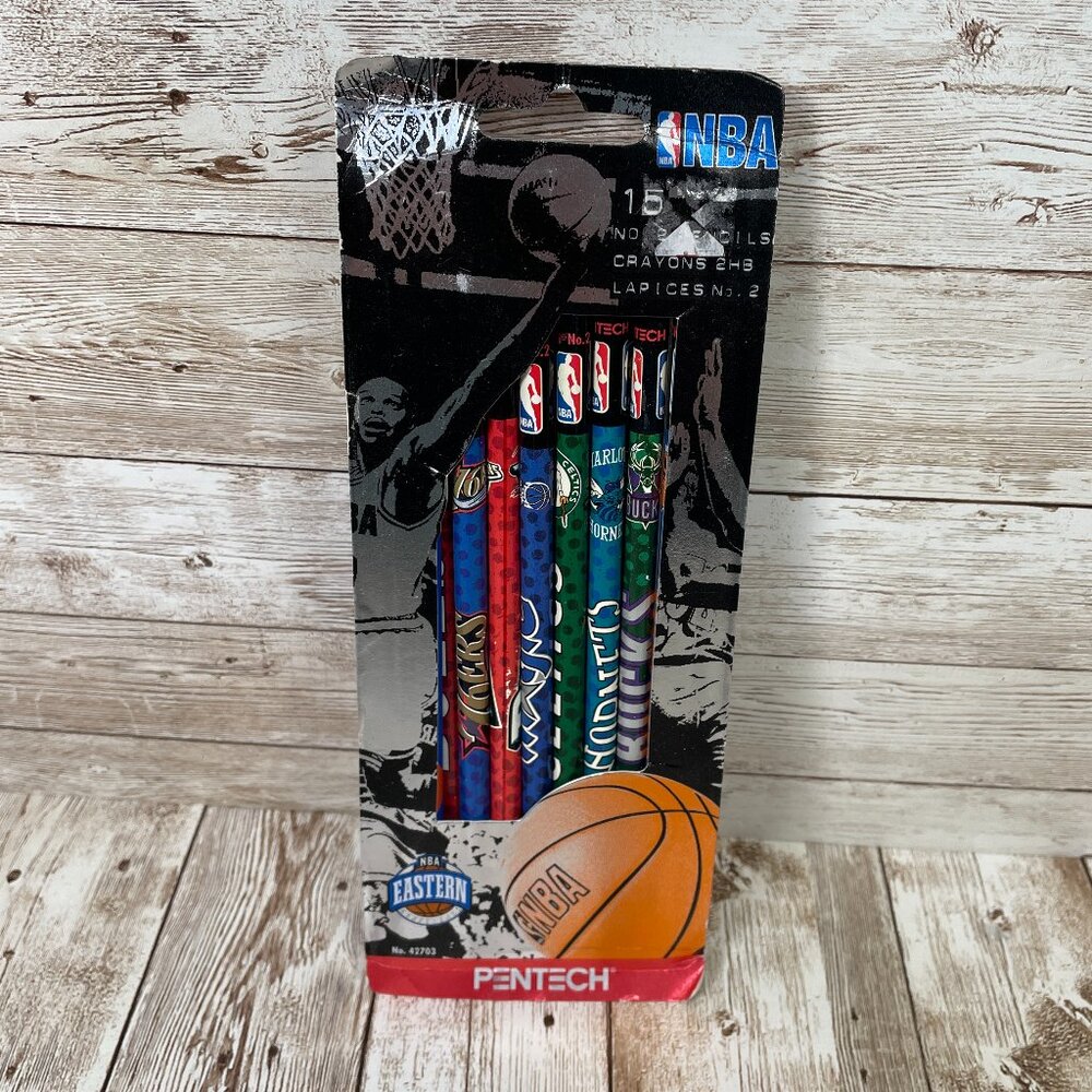Vintage 15 Pack PENTECH NBA Pencils Team Logos 1998 Eastern Conference 42703 NEW